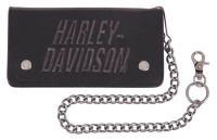 H-D LEATHER WALLET SCRATCH OFF BIKER WITH CHAIN