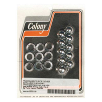 Colony, transmission side cover screw kit. Deep Acorn chrome
