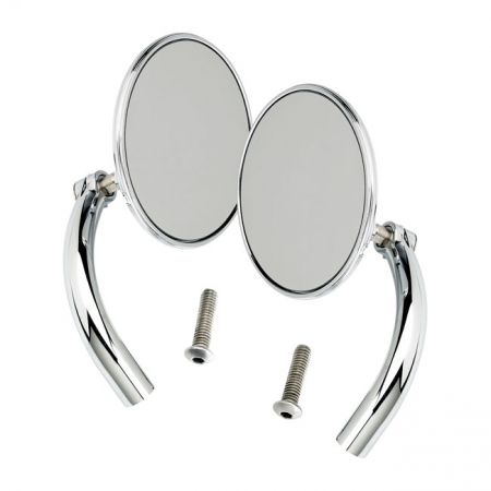 Biltwell utility mirror set, round perch mount chrome