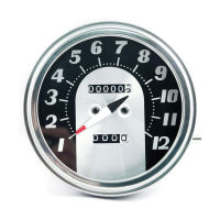 FL speedometer, '62-67 electra face', black/silver. 2:1 MPH