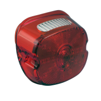 Laydown LED taillight lens assembly. Red lens