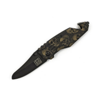 KNIFE SKULL & CLIP SMALL BLACK BROWN