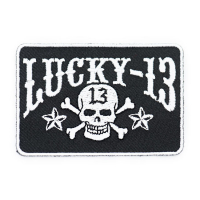 Lucky 13 Badge Skull Stars patch black