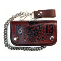 Lucky 13 Death Glory vintage 6" wallet antique brown