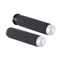 Rough Crafts, knurled rubber handlebar grips. Chrome