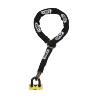 Abus, 67/105HB50 padlock & 12KS120 black loop chain. Yellow