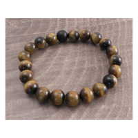 Amigaz Tiger Eye Stone stretch bracelet brown