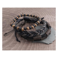 Amigaz Rope Sliders & Wood Bead bracelet brown