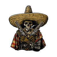 Down-n-Out Bandido Skull sticker