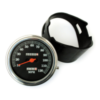 FL speedometer, '85-up face', black. 2:1 MPH