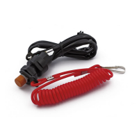 Emergency ignition kill switch, clip-on lanyard with wiring