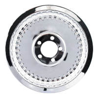 Pulley cover, smooth ribbed (70T). Chrome