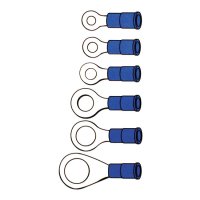 Connectors, ring terminal PVC, crimp. Blue 3.5mm