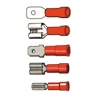 Connectors, slide-on terminal PVC, crimp. Red 1/4" male