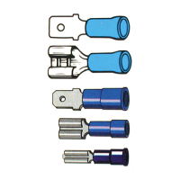 Connectors, slide-on terminal PVC, crimp. Blue 1/4" male