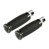 PM, Contour rubber wrapped foot pegs. Black