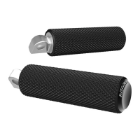 Arlen Ness knurled Fusion foot pegs, black end caps