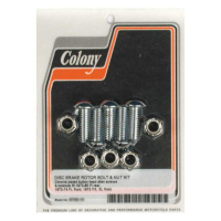 Colony, front/rear brake rotor bolt & nut kit. Chrome button