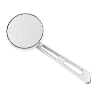 Mini-Round aluminum mirror. Chrome, long stem, L&R