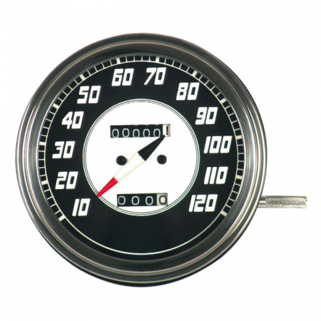FL speedometer, '46-47 face', silver/black. 2:1 MPH