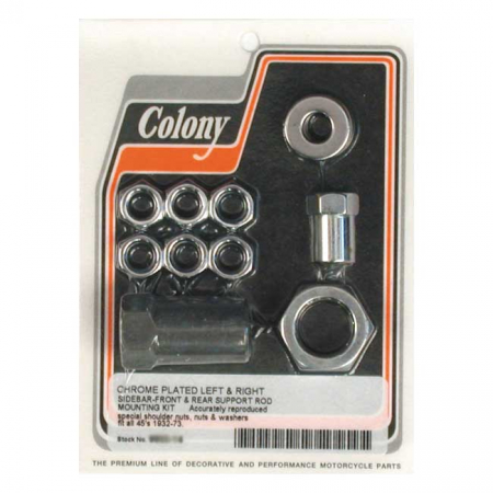 Colony, floorboard support rod mount kit. Chrome