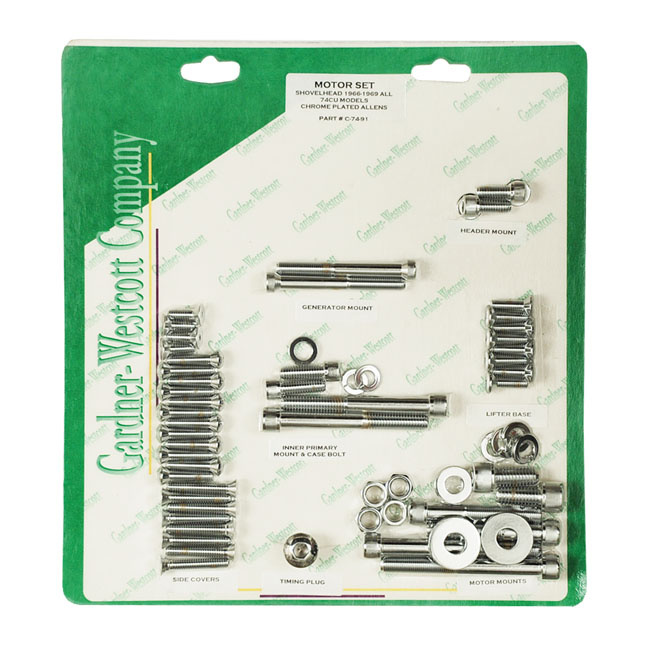 MOTOR SCREW SETS, CHROME ALLEN 66-69 FL (NU) 517880