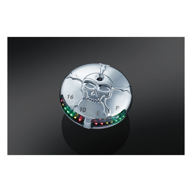 KURYAKYN, ZOMBIE LED FUEL/BATTERY GAUGE CHROME; NON-VENTED; LEFT SIDE. 542942