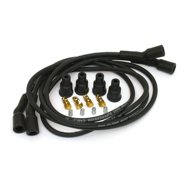 DYNA, SPARK PLUG WIRE SET 7MM BLACK 902557