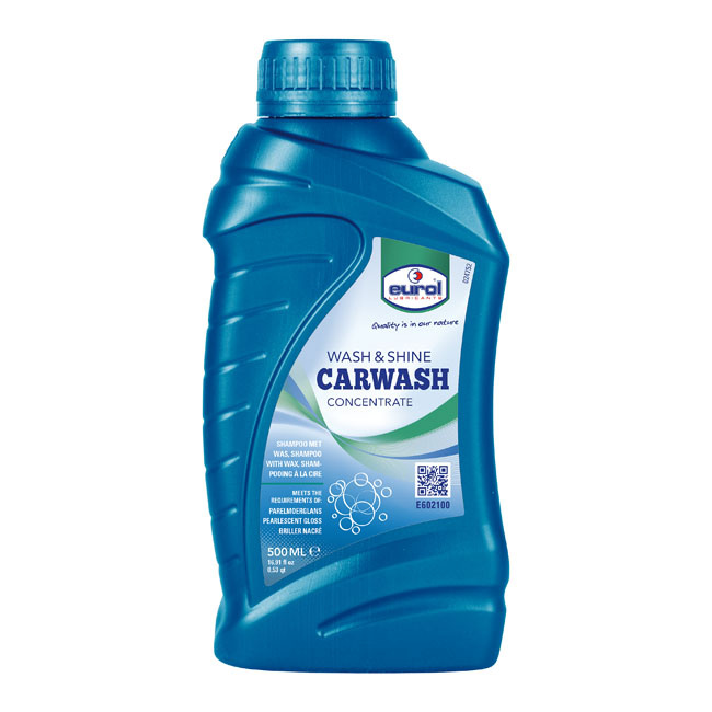 EUROL, WASH & SHINE CARWASH 500ML 500CC BOTTLE. CONCENTRATED. DILLUTE 904092