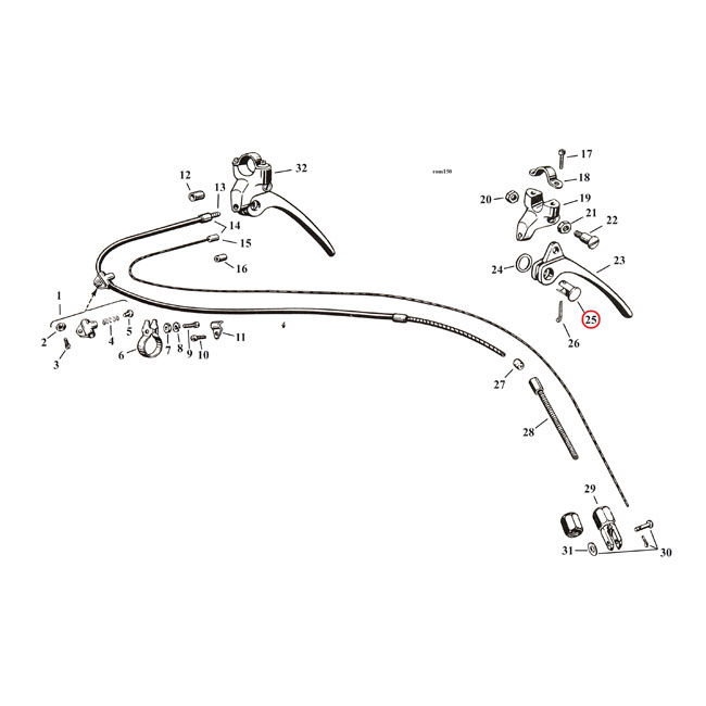 BUSHING, HANDLEBAR BRAKE LEVER BLACK PARKERIZED 29-52 45" SV 970447