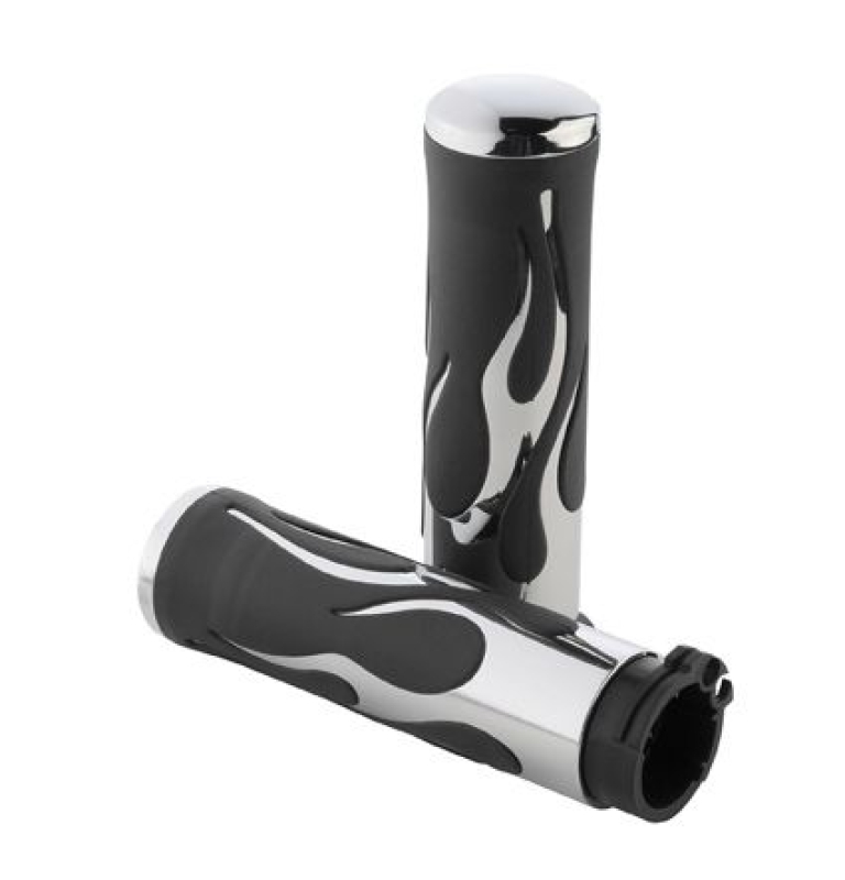 KAHVAKUMIT CHR/RUBBER HOT ROD FLAME GRIPS 73-UP 604936