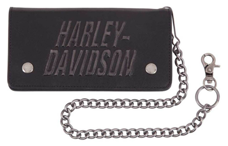 H-D LEATHER WALLET SCRATCH OFF BIKER WITH CHAIN HDMWA11388