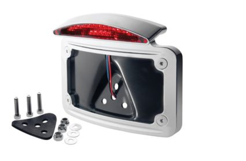 CHROME HOT-SHOT CURVED LICENSE PLATE MOUNT WITH LED TAIL 610492