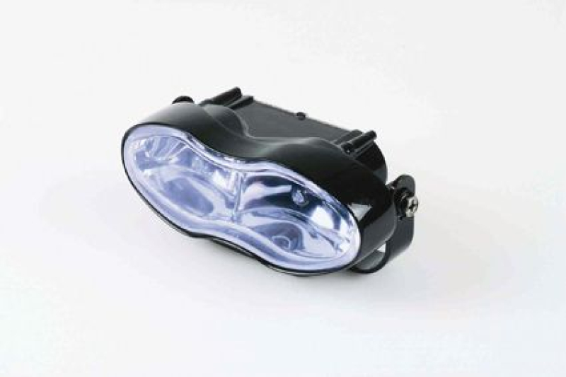 WAVE HEADLIGHT, BLACK METAL HOUSING, BLUE LENS, E-MARK 686773