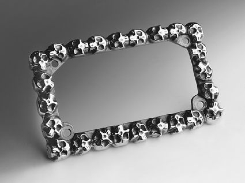 SKULL POL.ALUM LIC.PLATE FRAME 37857