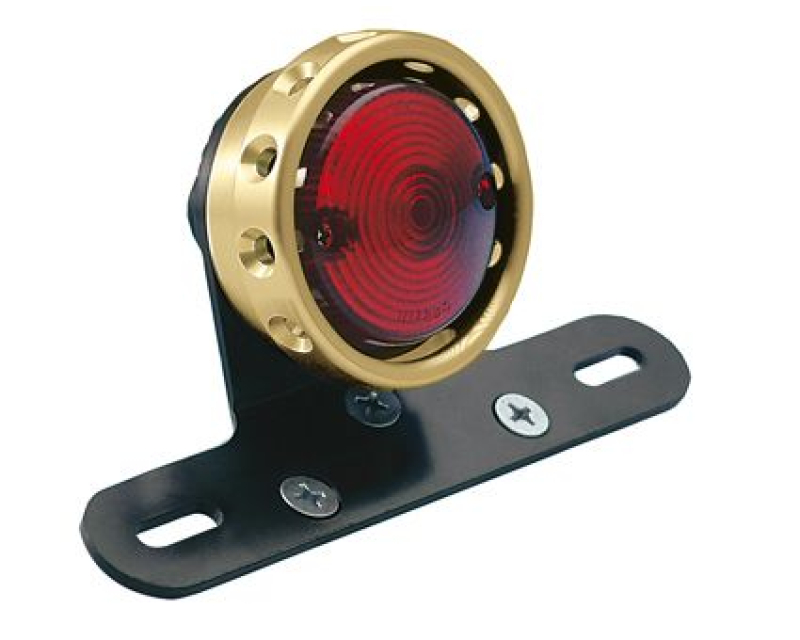 RETRO DRILLED LED TAILLIGHT, BLACK/BRASS, WITH B 632590