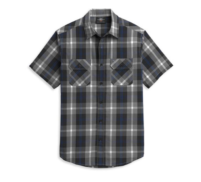MIESTEN H-D KAULUSPAITA, BLUE/GREY PLAID 96374-21VM