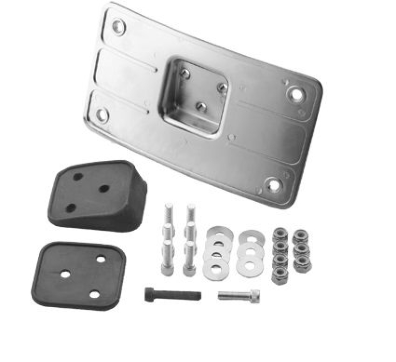 CURVED LAY-DOWN LICENSE PLATE BRACKET, CHROME 14205