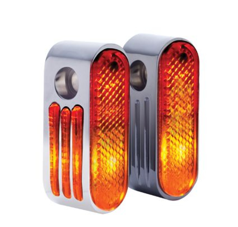 MARKER LIGHTS, CHROME WITH RED LENS, SINGLE BULB 09126