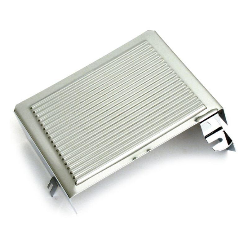 BATTERY SIDE COVER. CHROME. RIBBED OEM STYLE REPRODUCTION. OEM REPLACE 502365