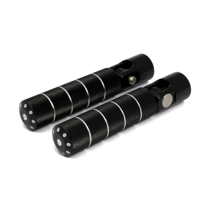BOMBER, FOOT PEG SET. KNURLED. BLACK CM BLACK CONTRAST MACHINED. ALUMI 505136
