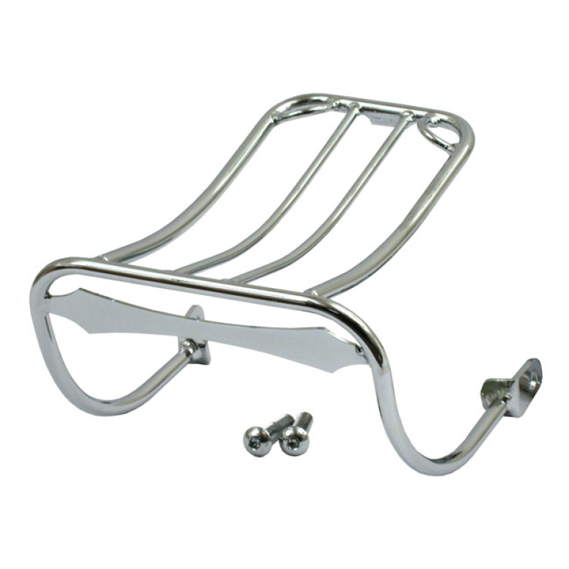 DYNA LUGGAGE RACK, FOR BOBBED FENDERS CHROME. MOUNTS TO MOUNTING HOLES 505182