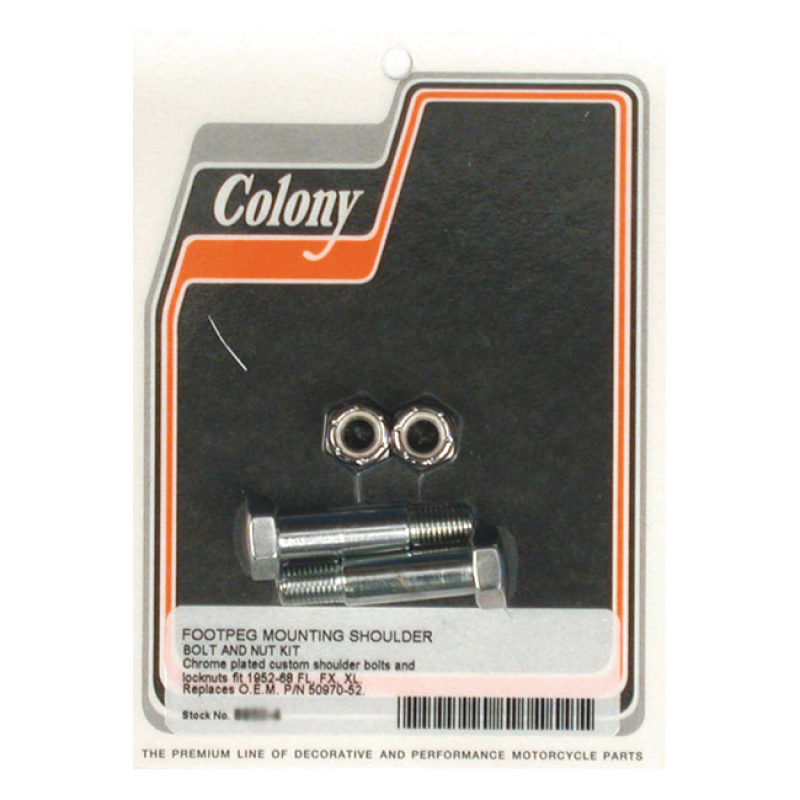 COLONY, FOOT PEG MOUNT KIT. CHROME CHROME PLATED STEEL CUSTOM DOMED SH 505216