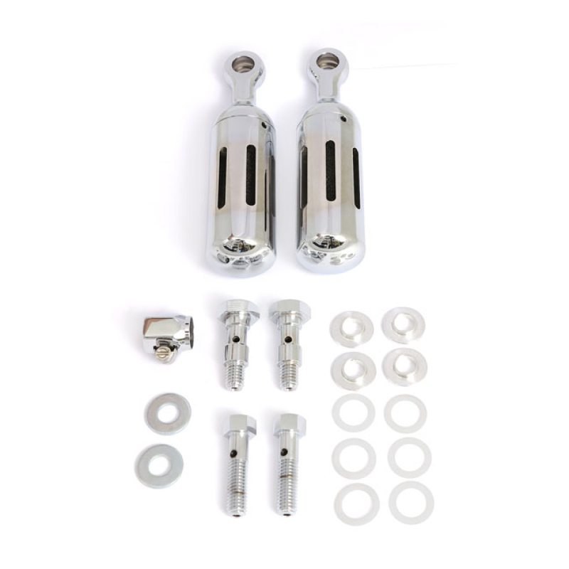 DUAL BREATHER KIT, LONG CANISTER CHROMED ALUMINUM. FITS EVO, TWIN CAM 507956