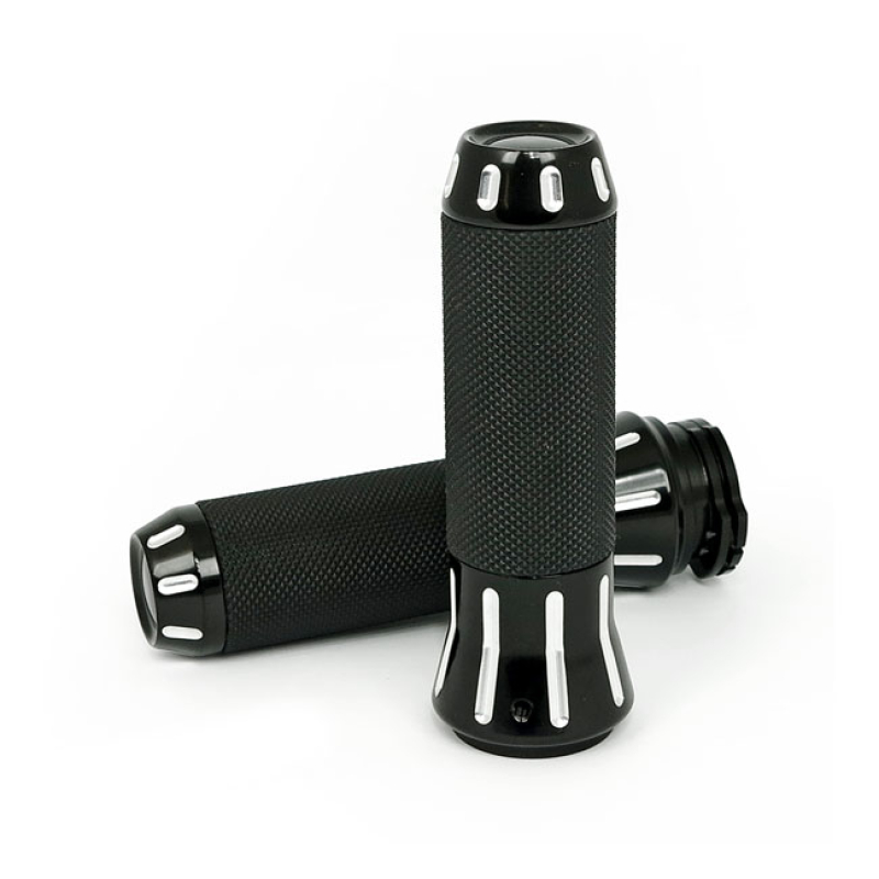 COBRA, BILLET ALUMINUM GRIPS. CC BLACK BLACK WITH A CONTRAST CUT MACHI 509031