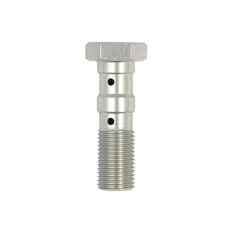 TRW DOUBLE BANJO BOLT SILVER ANODIZED M10X1.00 LENGTH 33MM BELOW HEADT 510619