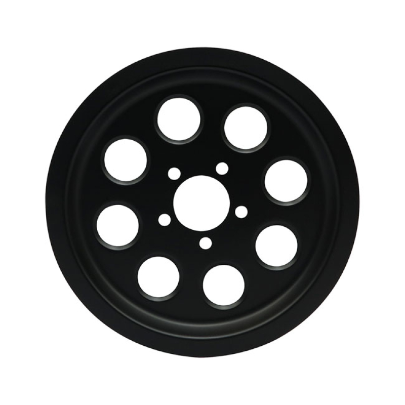 PULLEY COVER, HOLES (70T) MATTE BLACK. FULLY COVERS THE OEM REAR WHEEL 512853