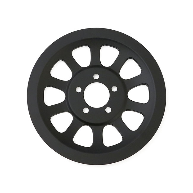 PULLY COVER, 'HOLES' 66T. BLACK MATTE BLACK. FULLY COVERS THE OEM REAR 512856