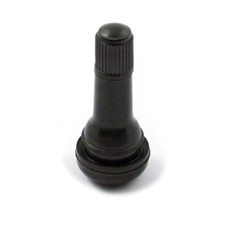 PRESS-IN TUBELESS VALVE STEM. PLASTIC BLACK CAP LONG. BLACK. STRAIGHT 514767