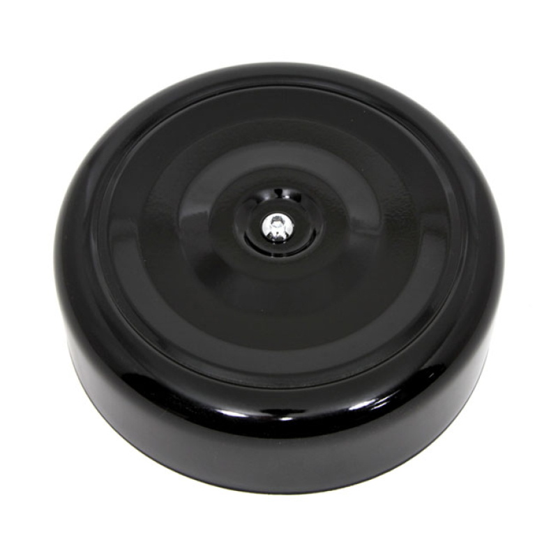 AIR CLEANER COVER, BOBBER STYLE. 7" DIAMETER. BLACK GLOSS BLACK STEEL. 516514